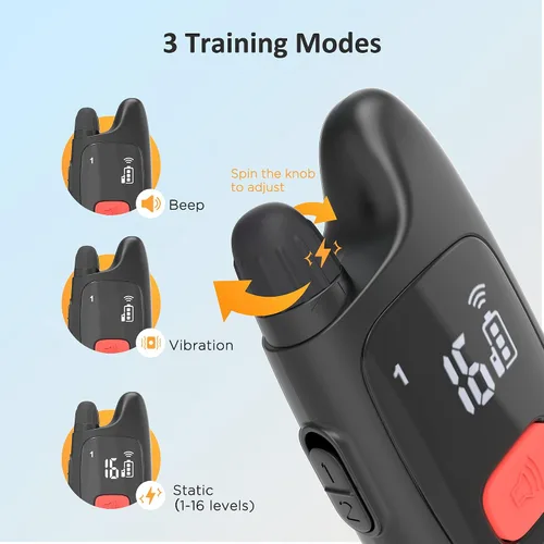 Miniatura 2 de PATPET Collar de entrenamiento para perros con control remoto, IPX7 impermeable, collar de choque para perros, 3 modos de entrenamiento, vibración
