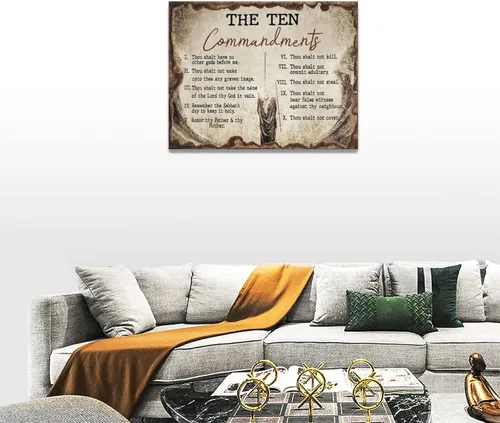 Miniatura 5 de Arte de Pared de los Diez Mandamientos, 10 Mandamientos, Versículo Bíblico Cristiano, Imágenes de las Escrituras Religiosas, Decoración de Pared
