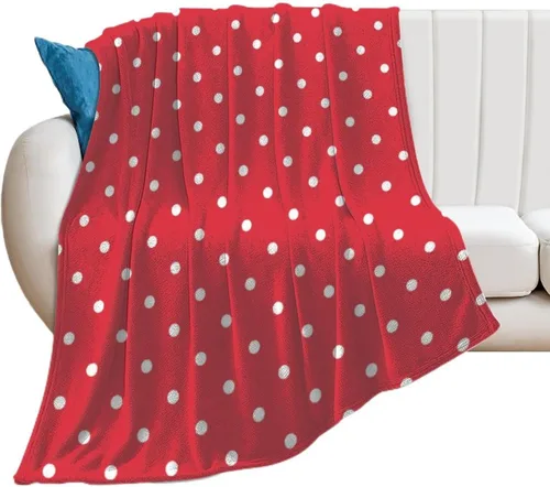 Miniatura 19 de Manta de felpa de lunares blanco aguamarina, suave y acogedora, manta de franela para todas las estaciones, para sofá, cama, 40 x 50 pulgadas