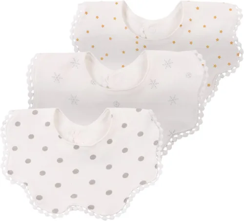 Bamery Baberos tipo bandana para bebé, baberos de algodón blanco para babeo y dentición, absorbentes para niños y niñas Estrella+punto+nieve