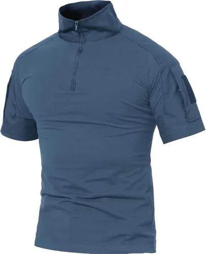 Miniatura 50 de MAGCOMSEN Camisas militares tácticas para hombre con cremallera de 1/4, manga corta, ajustada, camisa de camuflaje