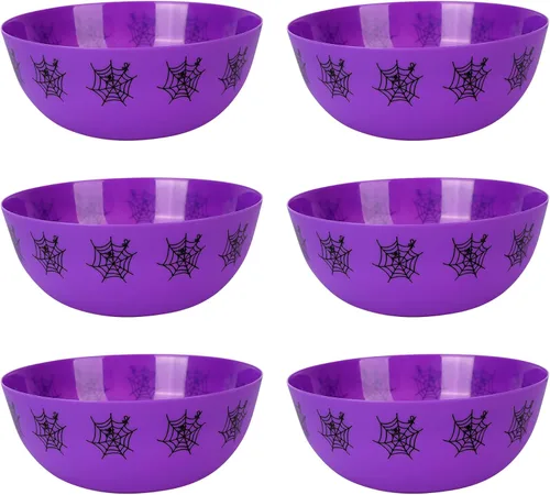 Miniatura 14 de 6 cuencos de Halloween para dulces grandes, cuencos de plástico para dulce o truco, cuenco de plástico reutilizable para suministros de fiesta