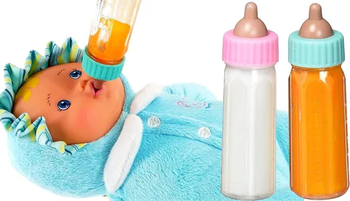 Miniatura 6 de Ja-Ru Biberones mágicos para muñecas de bebé, botella de leche y botella de jugo, accesorios para muñecas de bebé. Set con 2 botellas. 701-1