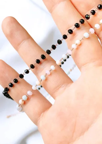 Miniatura 8 de POMINA Delicada gargantilla negra con cuentas de cristal, gargantilla de cuentas de cristal multifacéticas para mujer