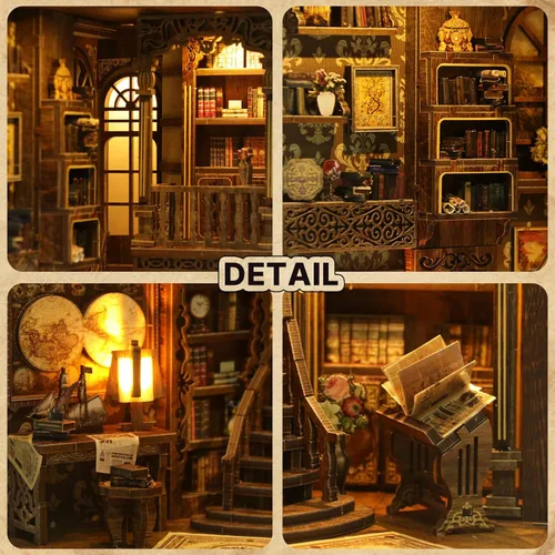 Miniatura 3 de Kit de rincón de libros, colección de libros antiguos, kit de casa en miniatura, muñeca de casa pequeña para adultos, estantería para familiares