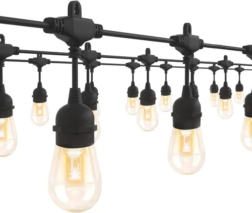 Miniatura 9 de GANA - Tira de luces LED de bajo voltaje de 12V y seguras para exteriores, 32 pies, 10 bombillas inastillables, 2200K, luz blanca cálida