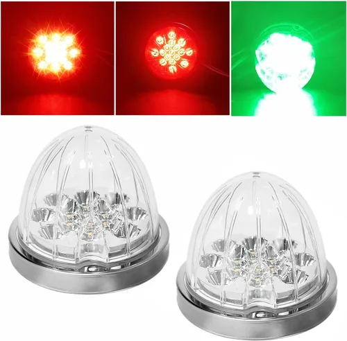 Miniatura 2 de 2 luces direccionales rojas de doble revolución y marcador a verde, auxiliares, 17 luces LED de sandía, lente transparente y bisel de acero