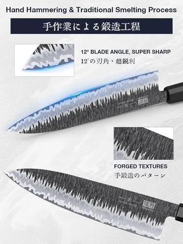 Miniatura 2 de Shan Zu - Cuchillo de chef japonés de 8 pulgadas, cuchillo Gyuto forjado a mano de 9 capas de acero de alto carbono 10CR18MOV, cuchillo profesional