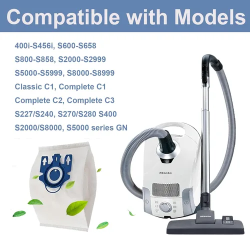 Miniatura 2 de Paquete de 24 bolsas de vacío 3D Airclean GN compatibles con Miele Classic C1, Complete C1, Complete C2, Complete C3, S400i S600 S2 S5 S8 Series, 6