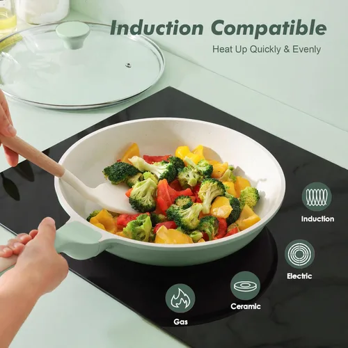 Miniatura 3 de SENSARTE - Sartén antiadherente de cerámica de 12.5 pulgadas, sartén saludable no tóxica, compatible con inducción, sartén para tortilla con mango