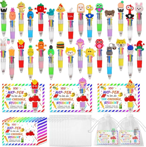 Miniatura 20 de CZWZ 8 piezas de bolígrafos de cuentas navideños, bolígrafos de plástico con cuentas y cuentas de silicona multicolor, bolígrafos navideños