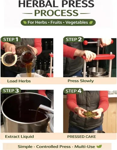 Miniatura 4 de Prensa de vino manual con asa superior EJWOX 0.53 galones - Prensa de acero inoxidable para frutas y hierbas para jugo, sidra, tintura Rojo