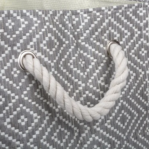 Miniatura 2 de DII Contenedor de almacenamiento de papel tejido, tejido de canasta de diamante, gris/blanco, grande