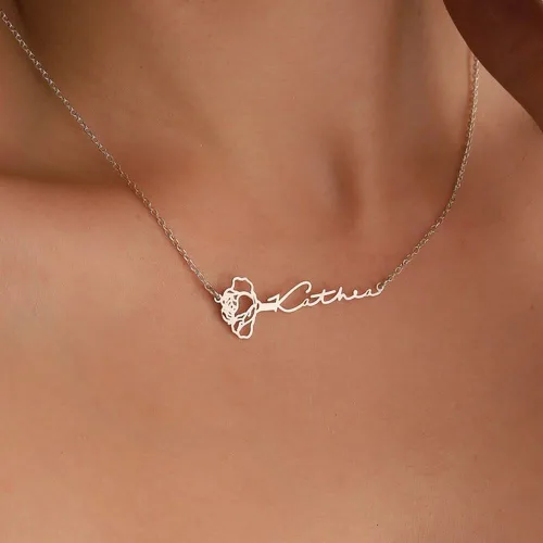 Miniatura 6 de TRANGEL Custom Birth Flower Name Necklace Personalized 18K Gold Plated Birth Month Flower Necklace Dainty Floral Pendant Jewelry Mothers Birthday