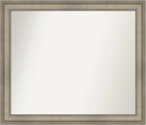 Miniatura 399 de Amanti Art Espejo de baño plateado para sobre el fregadero, 26 x 26 pulgadas, espejo cuadrado de plata antigua, marco de madera tradicional mediano