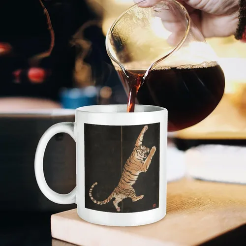 Miniatura 5 de Tazas de café de tigre feroz a rayas asiáticas vintage de cerámica abstracta vida silvestre Asia naturaleza selva taza papá regalos de cumpleaños