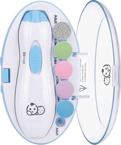 Cortauñas para bebé 6 en 1, estuche con etiqueta de uso, lima eléctrica para uñas de bebé de Royal Angels, kit de aseo para bebé, set de manicura