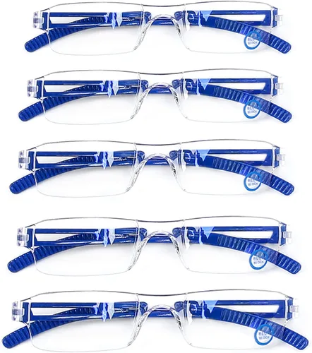 Miniatura 12 de AQWANO 5 Pack Rimless Reading Glasses Women Men Blue Light Block, Lightweight Clear Frames Computer Readers Anti Glare