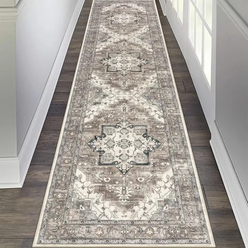 Miniatura 20 de Pauwer Alfombra vintage de flores 2 x 3 pulgadas, estilo envejecido, antideslizante, de pelo bajo, tapete para entrada, interior, pequeña, retro