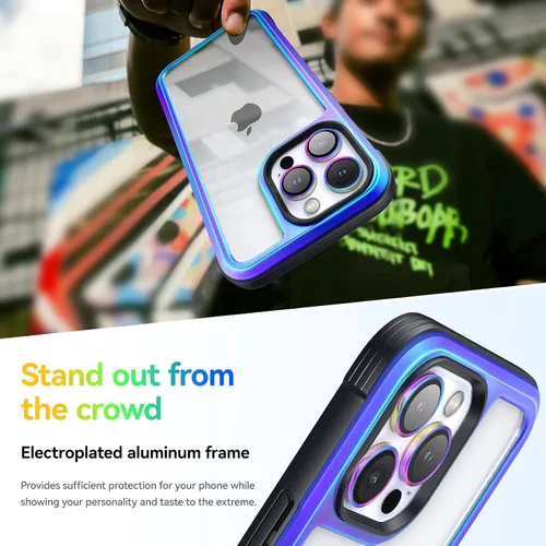 Miniatura 5 de Meifigno Serie Rainbow - Funda diseñada para iPhone 15 Pro Max, [3 protección de grado militar], con protector de lente de cámara y marco
