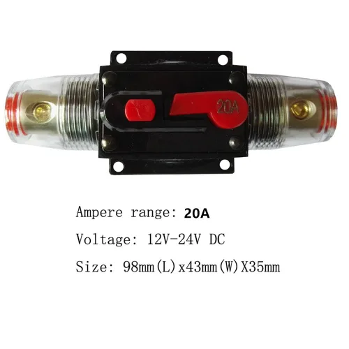 Miniatura 2 de ZOOKOTO 20 A 30 A 40 A 50 A 60 A 80 A 100 A 150 A 200 A 250 A 300 A interruptor de circuito con soporte de fusibles de reinicio manual para auto