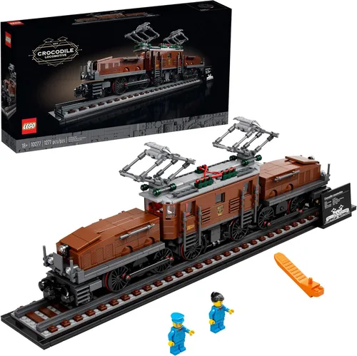LEGO Kit de construcción de locomotora de cocodrilo 10277; recrea la icónica locomotora de cocodrilo con este modelo de tren; es una gran idea de