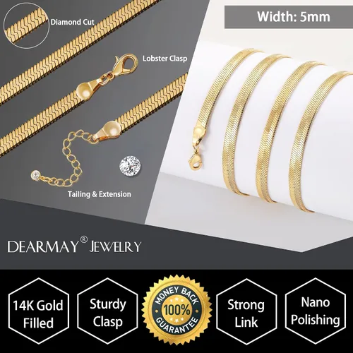 Miniatura 3 de DEARMAY - Collares de oro bañado de 14 quilates para mujer, delicado collar de gargantilla de espiga de oro, collar de serpiente en capas finas