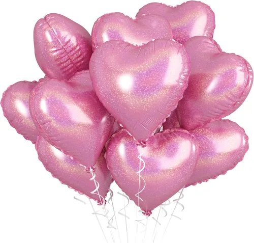 Miniatura 48 de Globos de corazón azul bebé, 10 piezas de globos en forma de corazón azul claro y blanco pastel, globos de papel de aluminio blanco arena crema