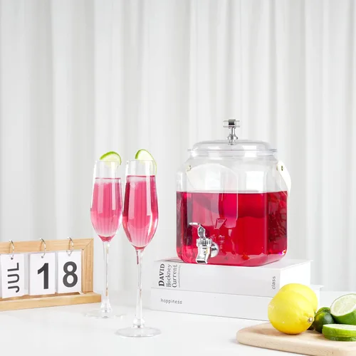 Miniatura 7 de Dispensador de bebidas de 1 galón, dispensador de jugos a prueba de fugas, dispensador de limonada de plástico sellado con tapas antioxidantes