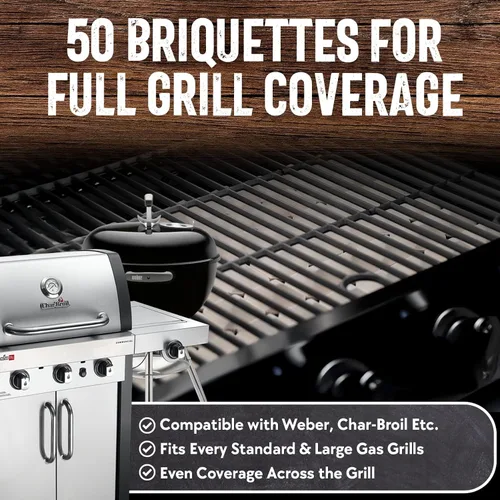 Miniatura 8 de Chef Master Briquetas de cerámica para parrilla de gas (paquete de 50) - Reemplazo para piedras de lava - Briquetas de parrilla de gas