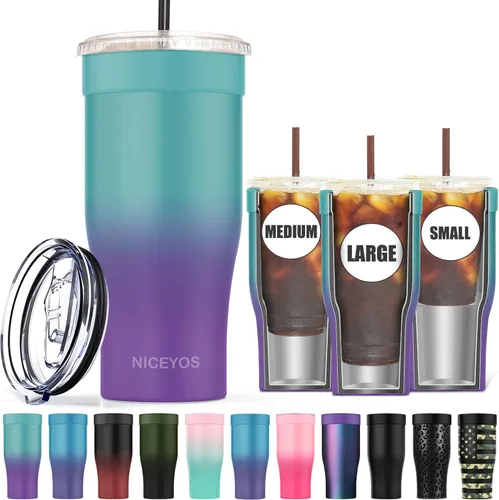 Miniatura 18 de Funda universal para café helado - Funda aislante reutilizable de acero inoxidable de doble pared mejorada para bebidas frías, se ajusta a tazas
