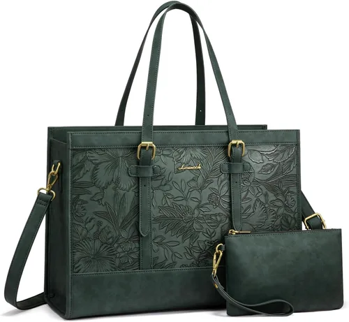 Miniatura 17 de LOVEVOOK Bolsa para Laptop para Mujeres de 15.6 pulgadas Bolsa Tote de Lona para Laptop, Bolsa de Trabajo de Gran Capacidad con Cartera de Mano
