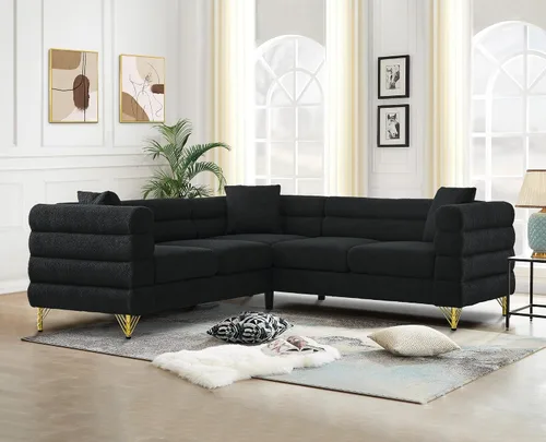 Miniatura 20 de Juego de 2 sofás para sala de estar, cómodo sofá de bouclé con sofá cama y sofá de 3 plazas, sofá tapizado con 2 almohadas y diseño de asiento