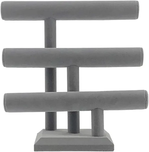 Miniatura 2 de 7TH VELVET Organizador de joyas con 3 niveles, fácil para collares, pulseras y relojes, soporte de mesa, soporte de exhibición de barra en T
