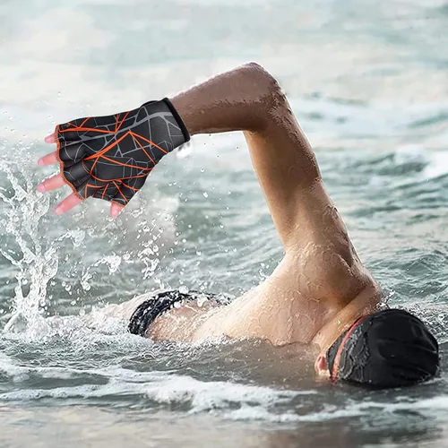 Miniatura 2 de Guantes de natación de nailon para natación acuática, guantes de malla para entrenamiento acuático, entrenamiento acuático, equipo de mano