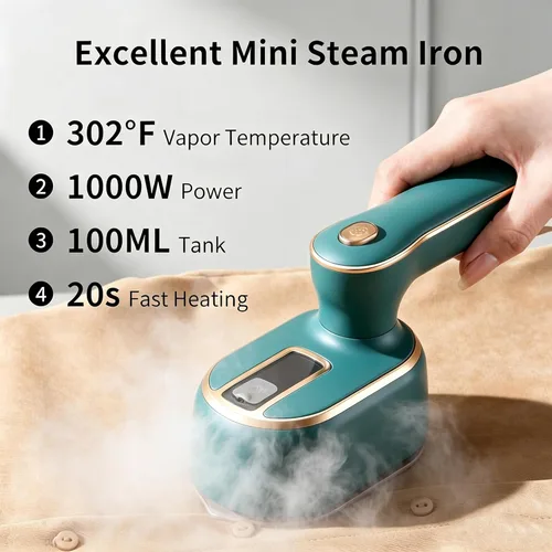Miniatura 9 de Vaporizador de Viaje para Ropa - Planchas de Vapor Pequeñas de 1000W Plegables para Eliminación de Arrugas, Mini Vaporizador Portátil Compacto