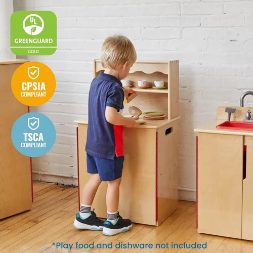 Miniatura 6 de ECR4Kids Cocina de Juguete Armario de Almacenamiento, Juguete de Madera, Natural
