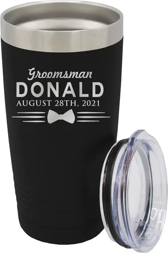 Miniatura 15 de Vaso de padrinos de boda grabado personalizado, taza de acero inoxidable aislada personalizada para padrino de boda, despedida de soltero, boda