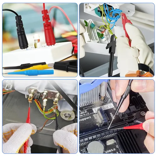 Miniatura 6 de Linkstyle Kit de sonda trasera de 25 piezas, pasador de sondas traseras multímetro, enchufe de plátano a clip de cocodrilo eléctrico con cables, kit