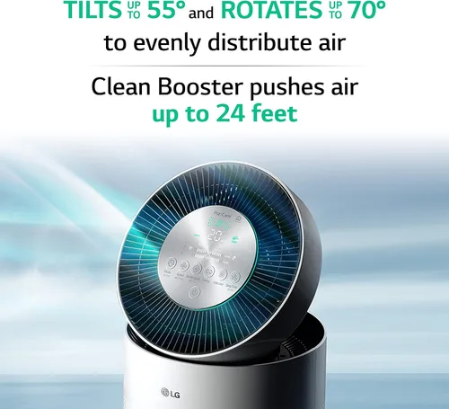Miniatura 3 de LG PuriCare Purificador de Aire Individual de 360 Grados con Clean Booster, ThinQ Wi-Fi y Control de Voz (AS330DWR0), 310 pies cuad., Blanco
