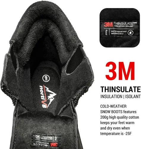 Miniatura 2 de NORTIV 8 - Botas de nieve para hombre con aislamiento impermeable para invierno