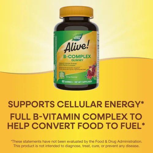 Miniatura 3 de Nature's Way ¡Alive! Gomitas de complejo de vitamina B, apoyo de energía celular*, 8 vitaminas B, vegetarianas, sabor mango, 60
