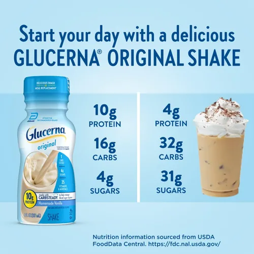 Miniatura 4 de Glucerna Original - Batido para el cuidado de la diabetes, Vainilla Casera, reemplazo de comida para diabéticos para apoyar el manejo del azúcar