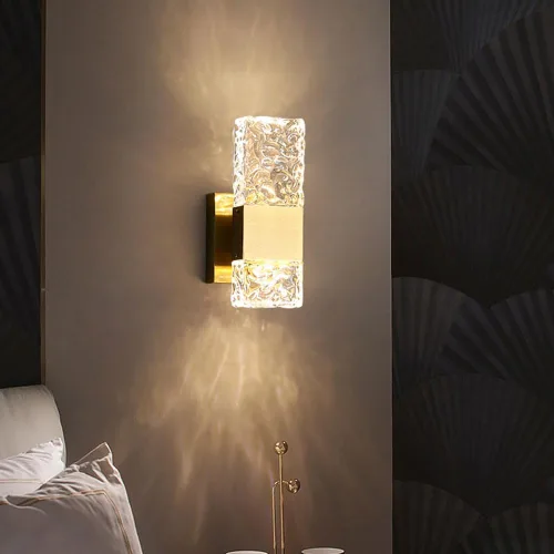 Miniatura 2 de Modernos apliques de pared de cristal, lámpara de pared con acabado de color dorado mate, iluminación de pared de cristal con pantalla de vidrio