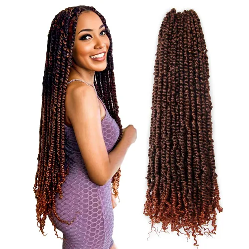 Miniatura 36 de Pelo Passion Twist de 8 pulgadas, trenzas de ganchillo pretrenzadas, paquetes de 8 paquetes (1B/negro natural)