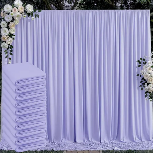 Miniatura 55 de Cortinas de telón de fondo blanco de 30 pies x 8 pies para fiestas de boda, 6 paneles de 5 pies x 8 pies, cortinas de fotografía de poliéster sin