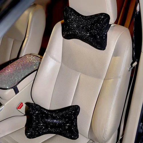 Miniatura 5 de Carwales - Paquete de 2 almohadas cervicales para el conductor, cojín para el reposacabezas del asiento del automóvil para relajar el cuello, Negro