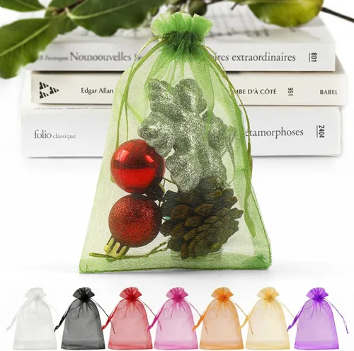 Miniatura 16 de ANZNKU 50 bolsas de organza dorada de alta calidad de 5 x 7 pulgadas, bolsas de malla con cordón, bolsa de regalo tamaño pequeño, bolsa de organza