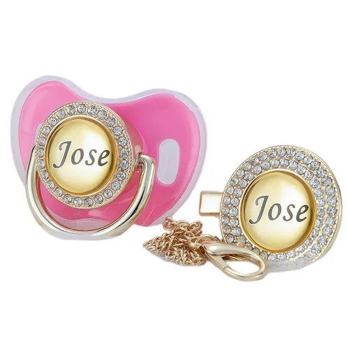 Miniatura 18 de Juego de Chupete y Clip con Nombre Personalizado Brillante - Binky Personalizado para Baby Shower, Recuerdo de Recién Nacido para Fotos Dorado