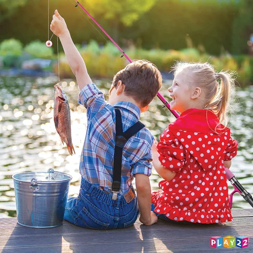 Miniatura 4 de Play22 Caña de pescar para niños, color rosa, 40 unidades, combos de caña de pescar y carrete, cañas de pesca para niños jóvenes, incluye aparejos